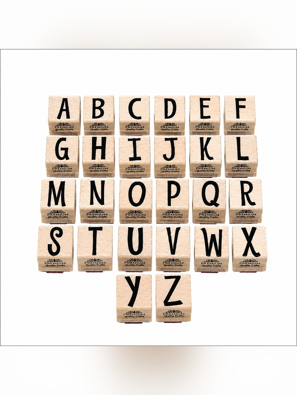 Premium Quality Crafts Wooden Alphabet Rubber Stamp Set A–Z 26 Pieces